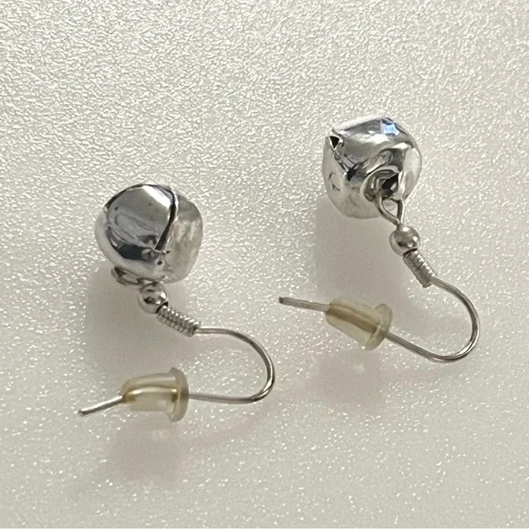 Three Sets of Christmas Earrings Snowmen, Snowflakes, & Jingle Bells Silver Tone - Picture 11 of 13